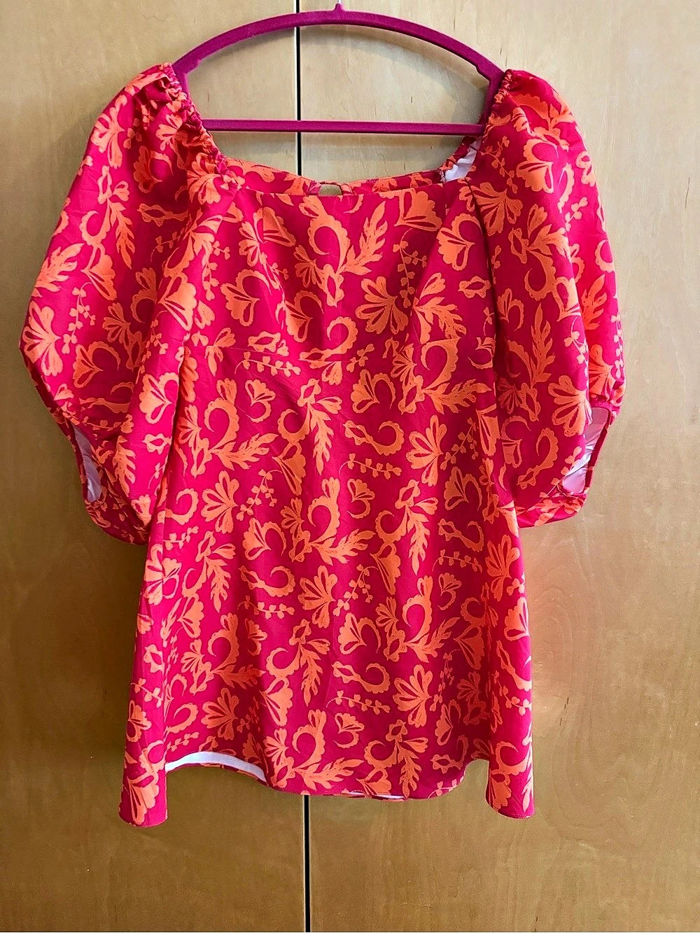 SACHIN & BABI F21D13A Floral Puff Sleeve mini dress in Pink & Orange Size Medium